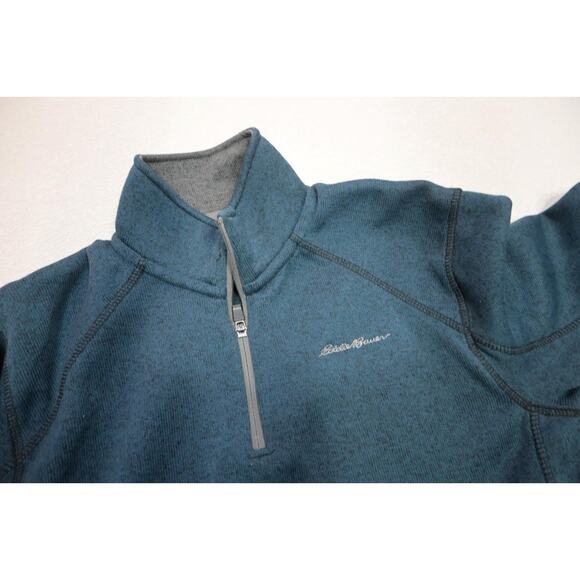 Eddie Bauer Camp Sweater 1/4 Zip Fleece Pullover Marled Blue Mens Size Medium - Picture 6 of 10